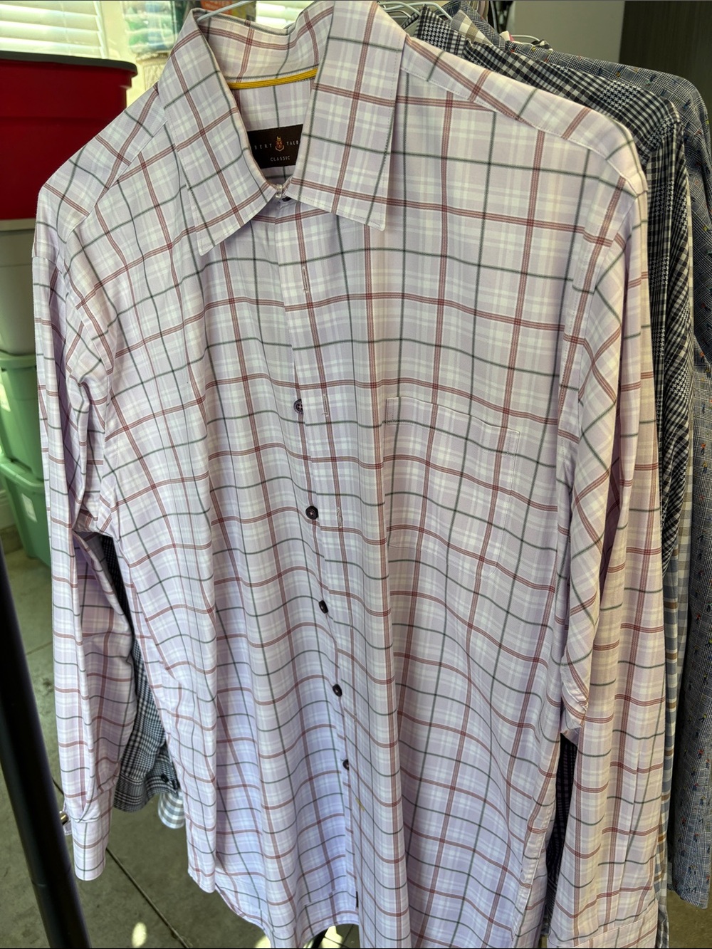 Robert Talbott White Shirt with Pink & Gray Plaid